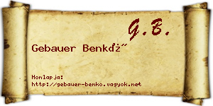Gebauer Benkő névjegykártya